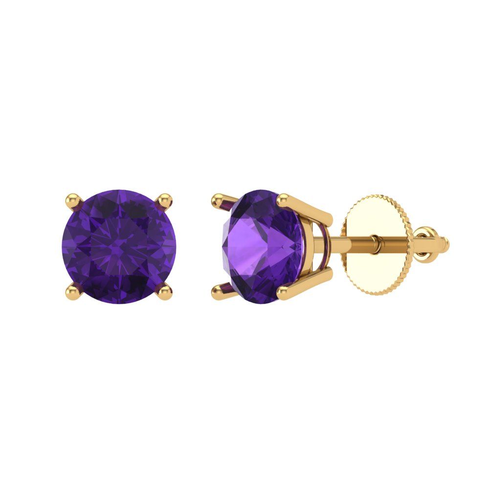 1.5cttw Amethyst Gold-Plated 925 Silver Screw Back Stud Earrings