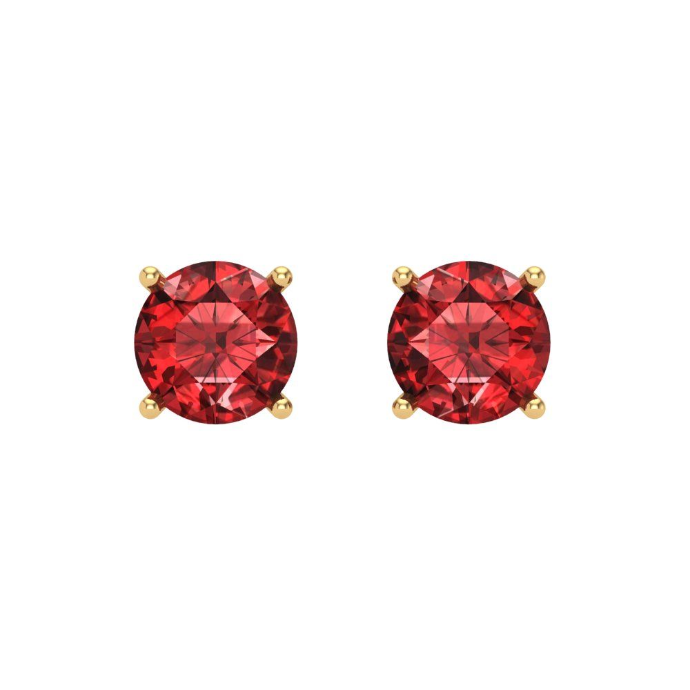 1.5 ctw Garnet Studs Earrings | 6mm Round Cut White Gold Screw back | January Birthstone