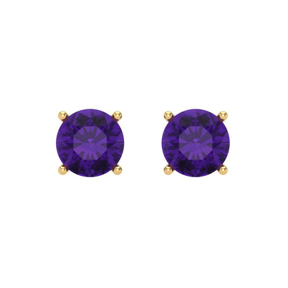 1.5cttw Amethyst Gold-Plated 925 Silver Screw Back Stud Earrings