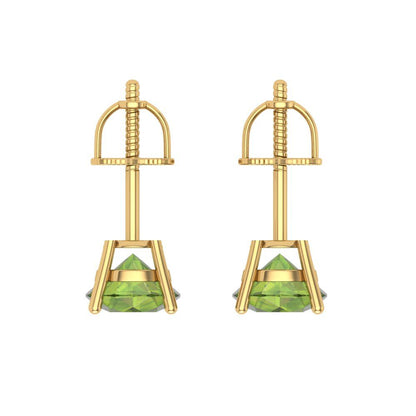 1.5 ctw Peridot Studs Earrings | 6mm Round Cut White Gold Screw back | August Birthstone
