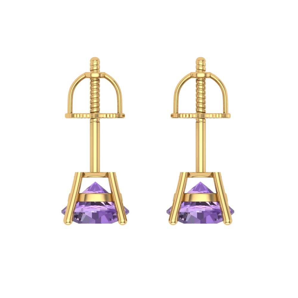 1.5cttw Alexandrite Gold-Plated 925 Silver Screw Back Stud Earrings