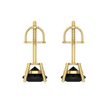1.5 ctw Onyx Studs Earrings | 6mm Round Cut White Gold Screw back | July Birthstone