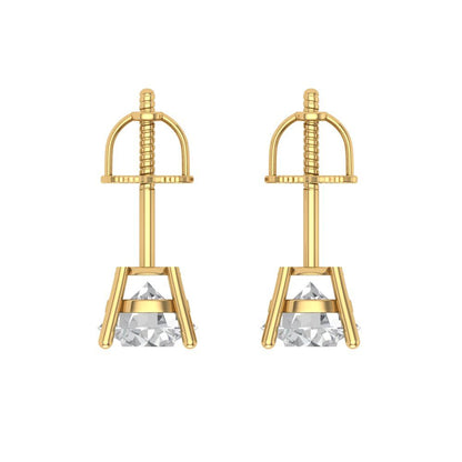 1.5 ctw Zirconia Diamond Studs Earrings | 6mm Round Cut White Gold Screw back | April Birthstone