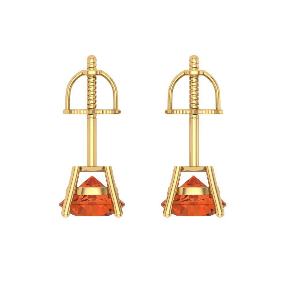 1.5 ctw Red Zirconia Studs Earrings | 6mm Round Cut White Gold Screw back | April Birthstone