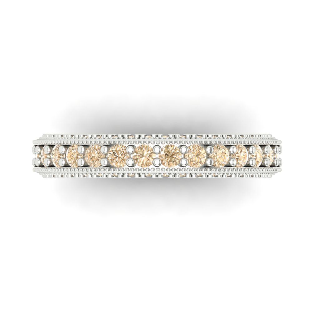 1.44 cttw Natural Morganite Round Cut White Gold Eternity Wedding Band