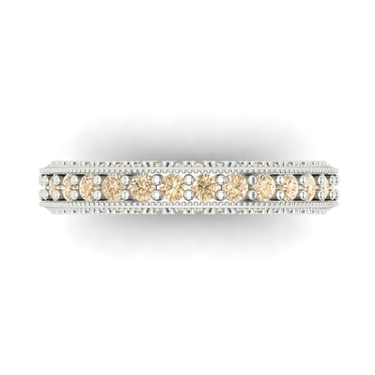 1.44 cttw Natural Morganite Round Cut White Gold Eternity Wedding Band