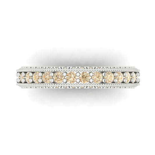 1.44 cttw Natural Morganite Round Cut White Gold Eternity Wedding Band