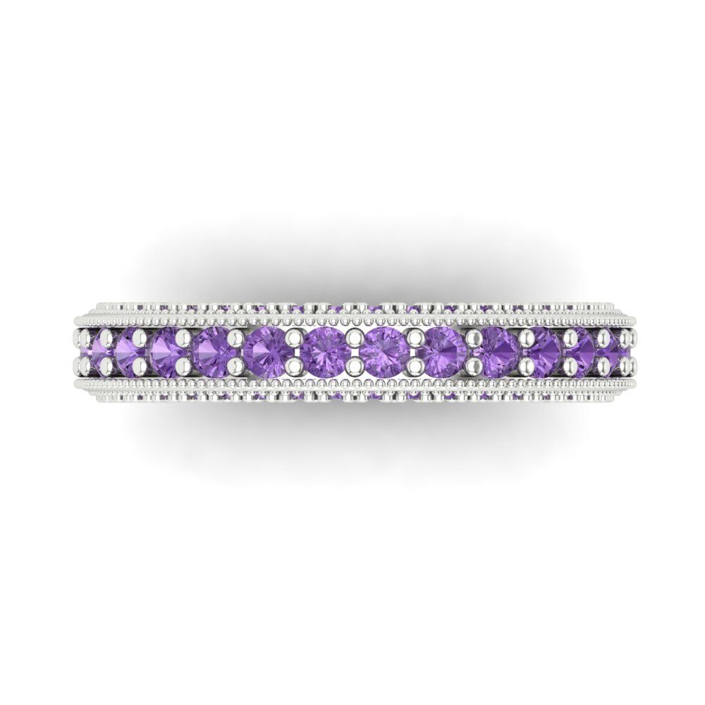 1.44 cttw Simulated Alexandrite Round Cut White Gold Eternity Wedding Band
