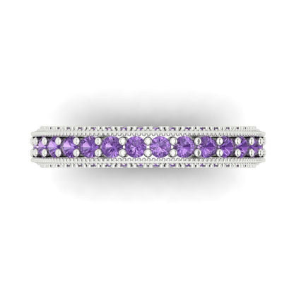1.44 cttw Simulated Alexandrite Round Cut White Gold Eternity Wedding Band