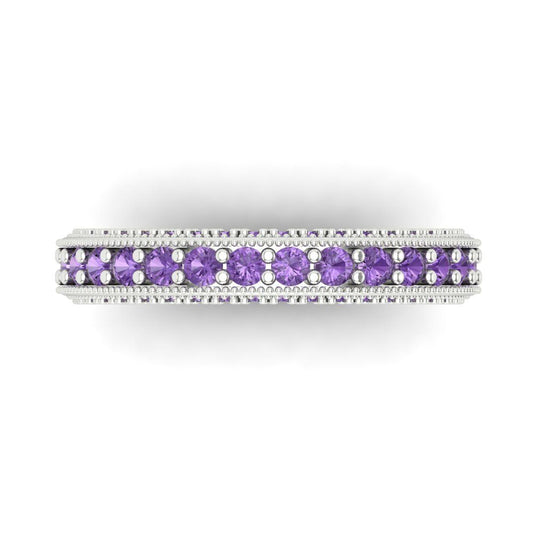 1.44 cttw Simulated Alexandrite Round Cut White Gold Eternity Wedding Band