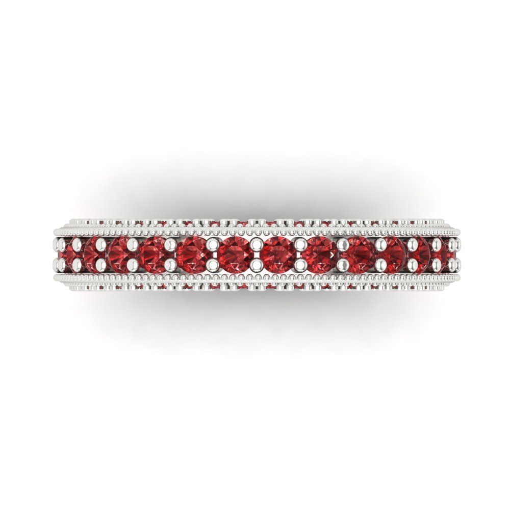 1.44 cttw Natural Garnet Round Cut White Gold Eternity Wedding Band