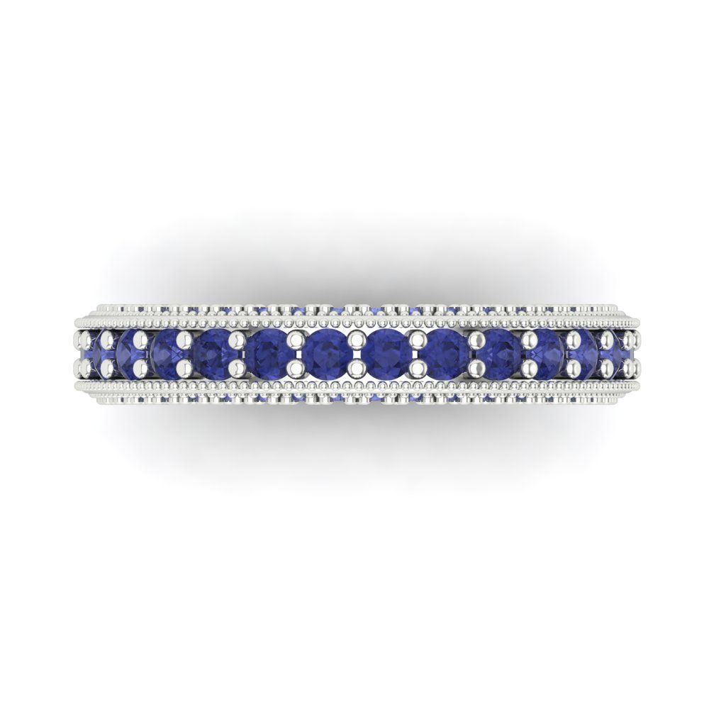 1.44 cttw Simulated Tanzanite Round Cut White Gold Eternity Wedding Band