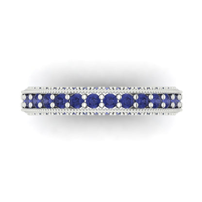 1.44 cttw Simulated Tanzanite Round Cut White Gold Eternity Wedding Band