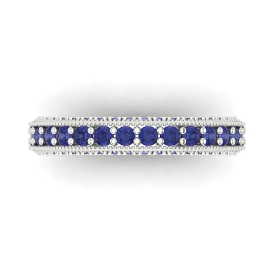1.44 cttw Simulated Tanzanite Round Cut White Gold Eternity Wedding Band