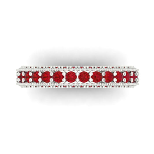 1.44 cttw Simulated Ruby Round Cut White Gold Eternity Wedding Band