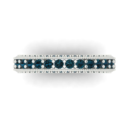 1.44 cttw Natural London Blue Topaz Round Cut White Gold Eternity Wedding Band