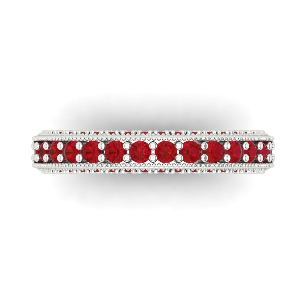 1.44 cttw Simulated Pink Tourmaline Round Cut White Gold Eternity Wedding Band