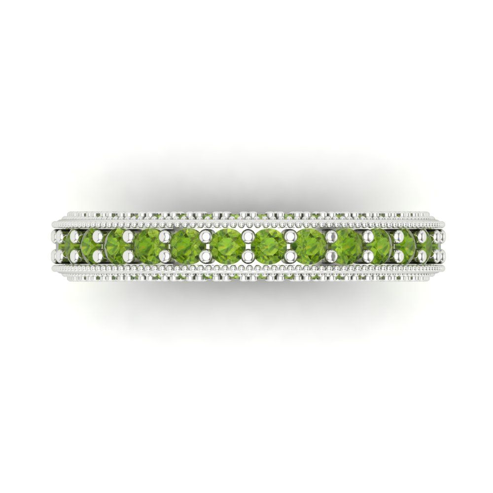 1.44 cttw Natural Peridot Round Cut White Gold Eternity Wedding Band