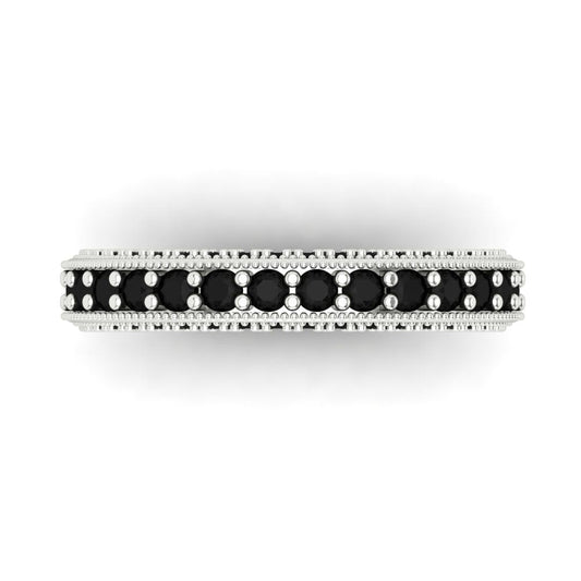 1.44 cttw Natural Onyx Round Cut White Gold Eternity Wedding Band
