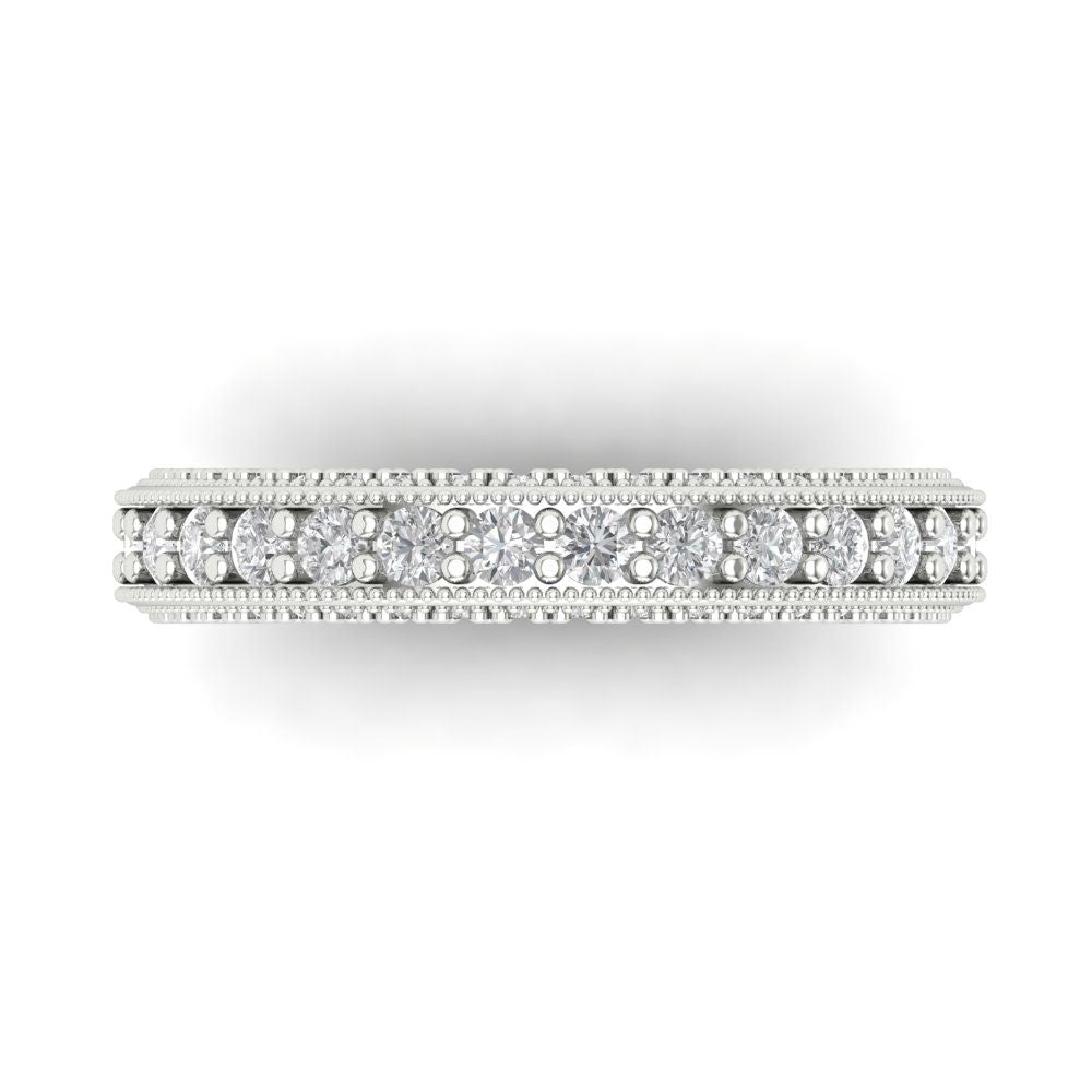 1.44 cttw White Sapphire Round Cut White Gold Eternity Wedding Band