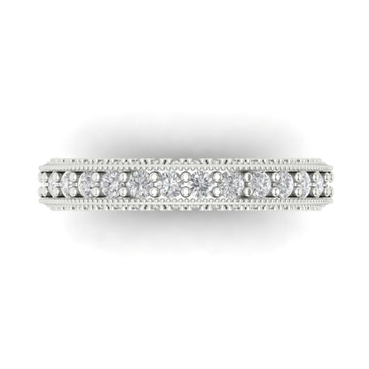 1.44 cttw White Sapphire Round Cut White Gold Eternity Wedding Band