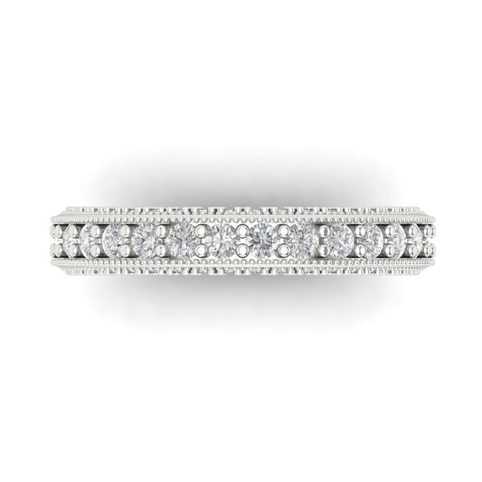 1.44 cttw White Sapphire Round Cut White Gold Eternity Wedding Band