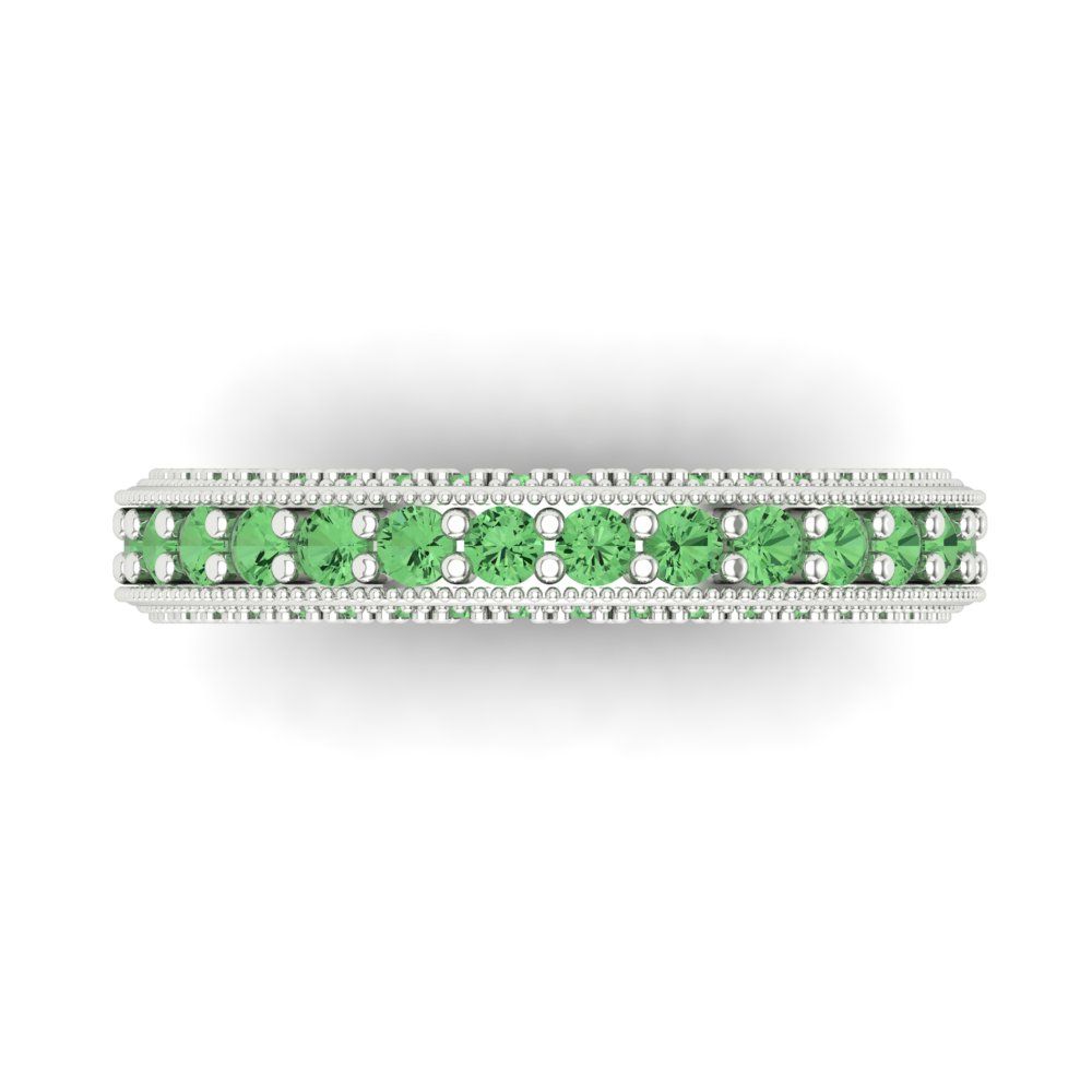 1.44 cttw Simulated Green Diamond Round Cut White Gold Eternity Wedding Band