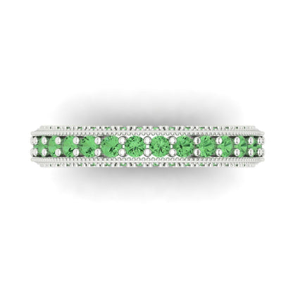 1.44 cttw Simulated Green Diamond Round Cut White Gold Eternity Wedding Band