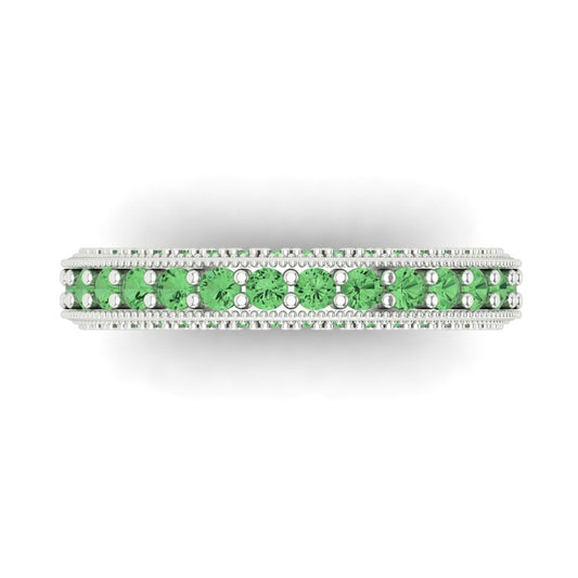 1.44 cttw Simulated Green Diamond Round Cut White Gold Eternity Wedding Band