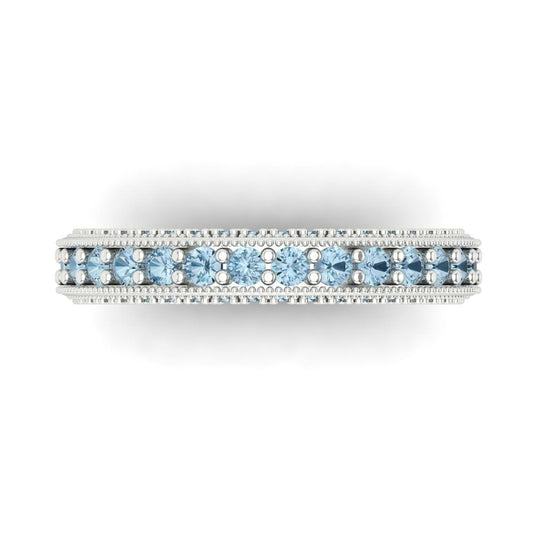 1.44 cttw Simulated Blue Diamond Round Cut White Gold Eternity Wedding Band