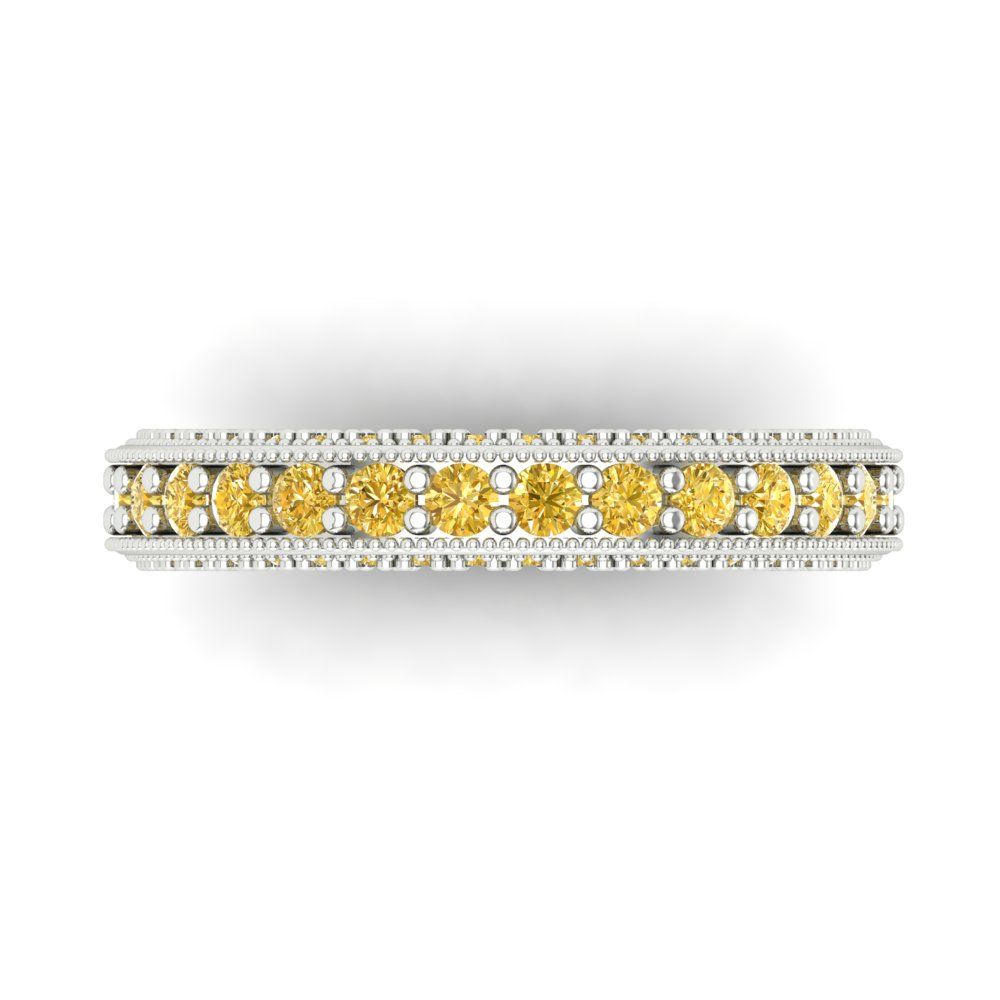 1.44 cttw Natural Citrine Round Cut White Gold Eternity Wedding Band