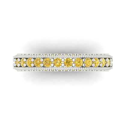 1.44 cttw Natural Citrine Round Cut White Gold Eternity Wedding Band