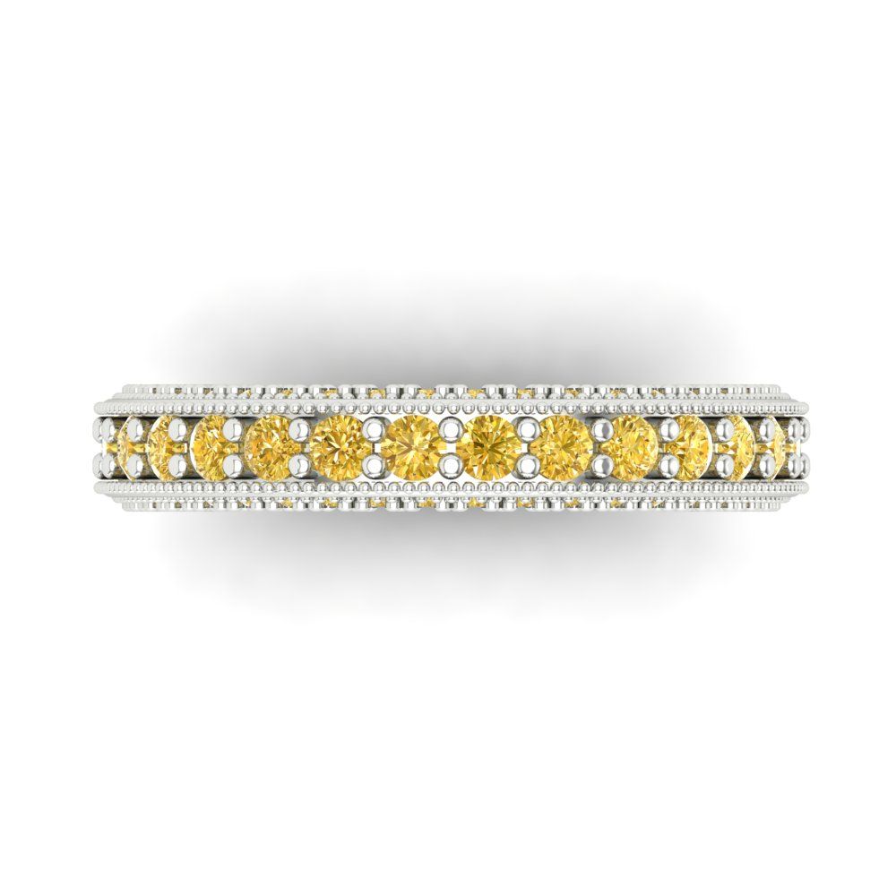 1.44 cttw Simulated Yellow Diamond Round Cut White Gold Eternity Wedding Band