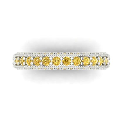 1.44 cttw Simulated Yellow Diamond Round Cut White Gold Eternity Wedding Band