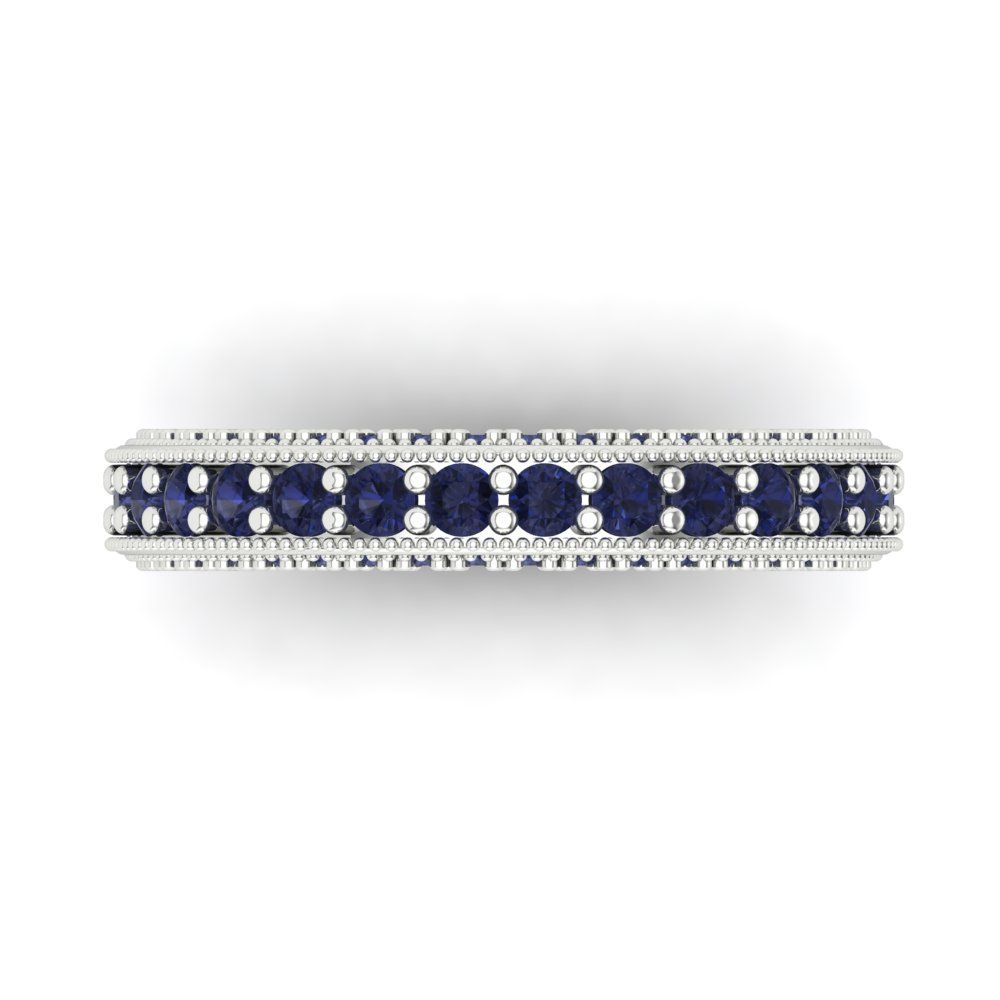 1.44 cttw Simulated Blue Sapphire Round Cut White Gold Eternity Wedding Band