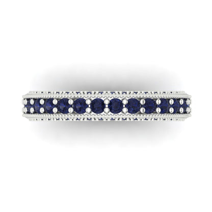 1.44 cttw Simulated Blue Sapphire Round Cut White Gold Eternity Wedding Band