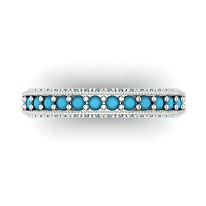 1.44 cttw Simulated Turquoise Round Cut White Gold Eternity Wedding Band