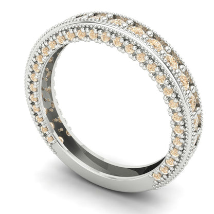 1.44 cttw Natural Morganite Round Cut White Gold Eternity Wedding Band
