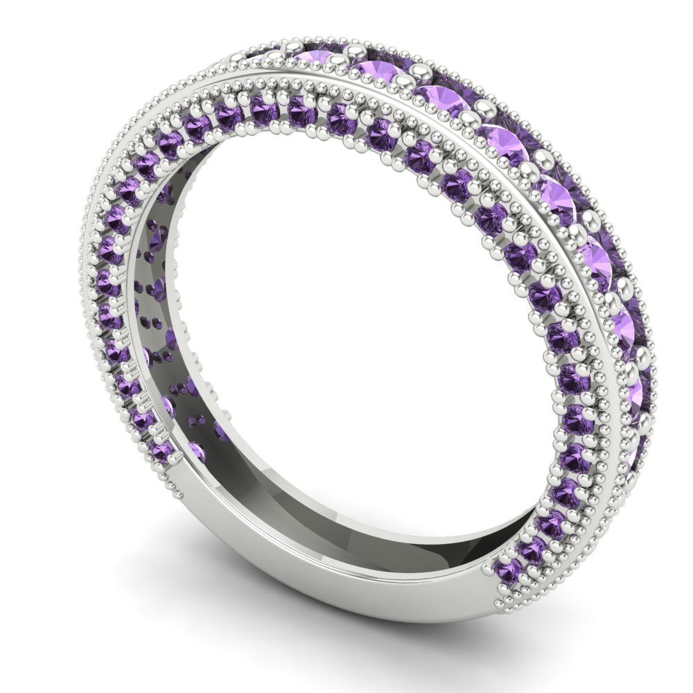 1.44 cttw Simulated Alexandrite Round Cut White Gold Eternity Wedding Band