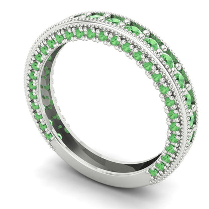 1.44 cttw Simulated Green Diamond Round Cut White Gold Eternity Wedding Band