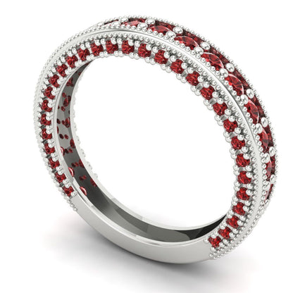 1.44 cttw Natural Garnet Round Cut White Gold Eternity Wedding Band
