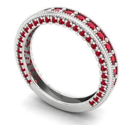 1.44 cttw Simulated Pink Tourmaline Round Cut White Gold Eternity Wedding Band