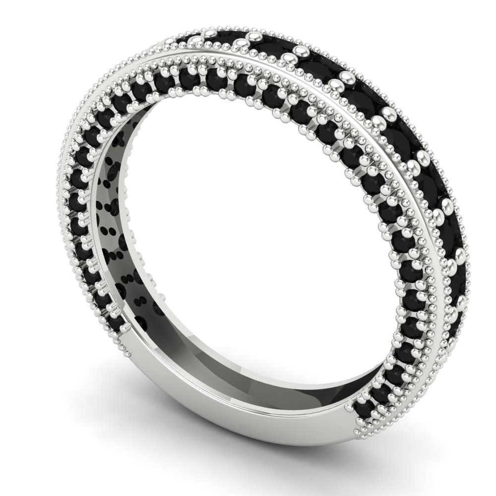 1.44 cttw Natural Onyx Round Cut White Gold Eternity Wedding Band