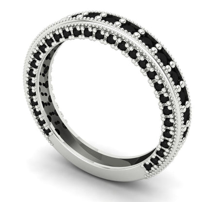 1.44 cttw Natural Onyx Round Cut White Gold Eternity Wedding Band