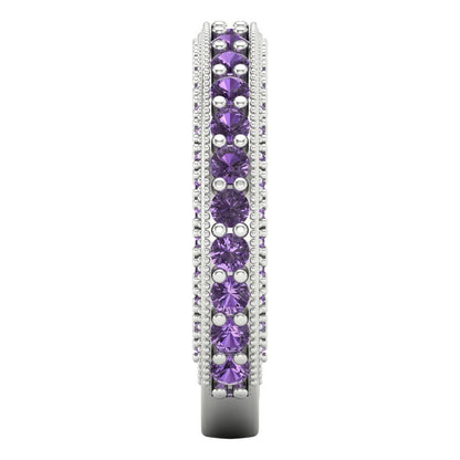 1.44 cttw Simulated Alexandrite Round Cut White Gold Eternity Wedding Band