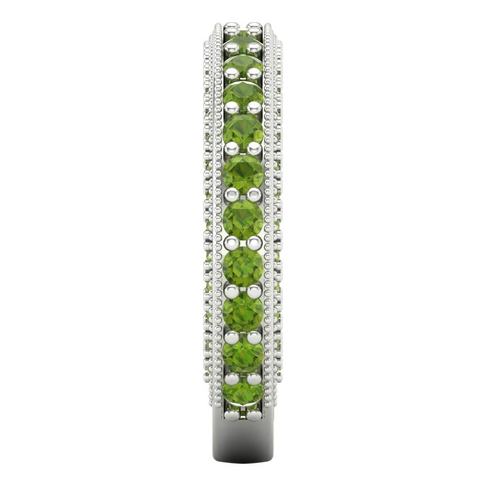 1.44 cttw Natural Peridot Round Cut White Gold Eternity Wedding Band