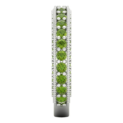 1.44 cttw Natural Peridot Round Cut White Gold Eternity Wedding Band