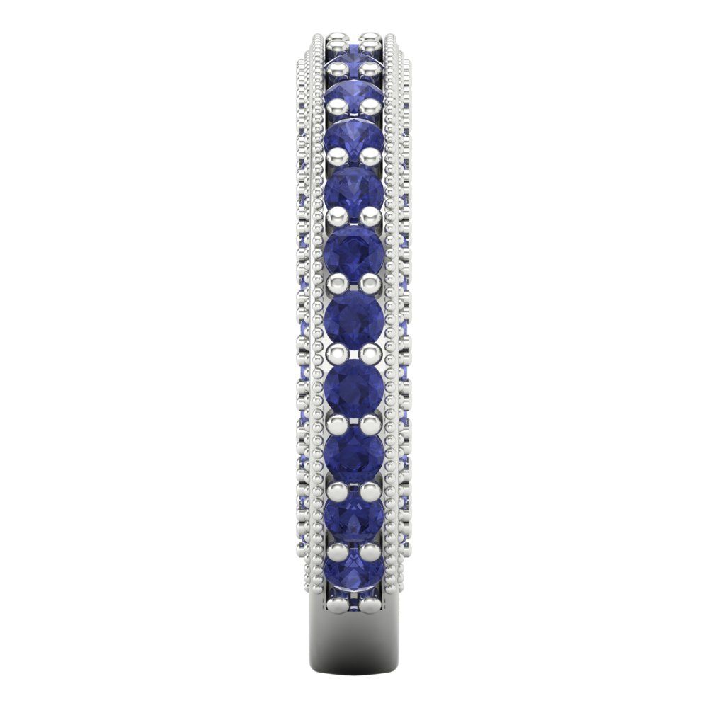 1.44 cttw Simulated Tanzanite Round Cut White Gold Eternity Wedding Band