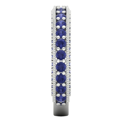 1.44 cttw Simulated Tanzanite Round Cut White Gold Eternity Wedding Band