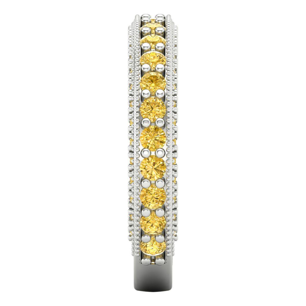 1.44 cttw Natural Citrine Round Cut White Gold Eternity Wedding Band